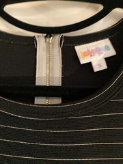 Lularoe Black & White Stripes Amelia dress Fit & flare Stretch Pleated Pockets S