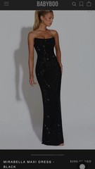 Babyboo Mirabella Maxi Dress Womens Black Medium Rhinestone Embellished *Note
