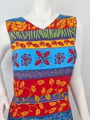 Vintage Patchwork Dress Sleeveless Slit Artsy Y2K Resort Vacation Aloha Boho 12