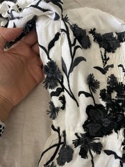 Anthropologie Off the Shoulder Floral Black and White Embroidered Dress