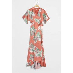 Anthropologie Hutch Bali Wrap Maxi Dress in Coral Floral Size Large