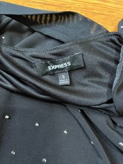 Express Black Rhinestone Mini Dress 3/4 Sleeve Women&rsquo;s Size Small Open Back