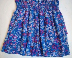 Sugarlips Junie Floral Amina Surplice Ruffle Mini Dress Tiered Blue Pink XL NWT