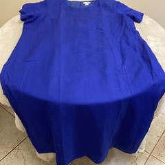 Jessica London Womens Blue Short Sleeve LINEN BLEND Zip Up Shift Dress Size 32W