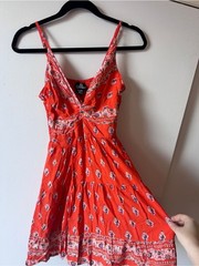 Angie Red Orange Floral Mini Dress