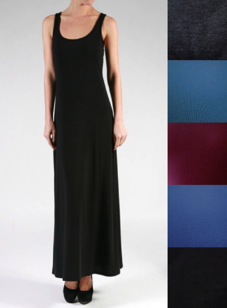 NEW Plus Size Long Full Length Basic Solid Maxi Tank Dress- XL/1X-2X-3X-4X-5X-6X