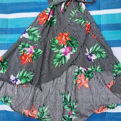 Who What Wear Womens Floral Striped Wrap Dress High Low Ruffle Hem Small Black