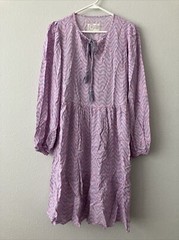 Destination 365 Printed V-Neck Tiered Dress – Lilac (sz XX-Small) A607279 –
