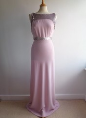 V Very pink silver sequined evening dress full length ballgown prom party UK10