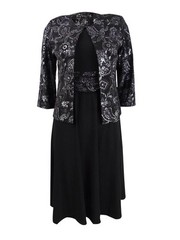 Jessica Howard Women&rsquo;s Petite Midi Dress & Metallic Paisley Jacket