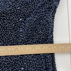 Vintage Scala Beaded Silk Dress Sz XXL Navy Blue Spaghetti Strap One Shoulder