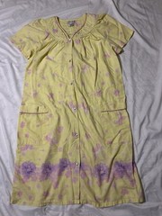 Elegant Emily Sz L Pearl Snap Housecoat Yellow Butterflies Granny Cottagecore