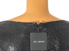 NWT ST. JOHN Knits Black Sequin Stretch Crepe Sheath Shift Dress sz 16 $1495