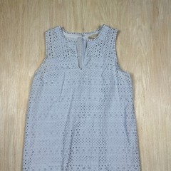LOFT Blue Eyelet Patterned Cottagecore Boho Sleeveless Sundress Tank Dress 10