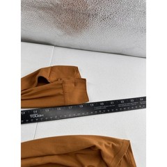 No Boundaries Ruched Button-Down Tunic Shirt Collar Medium 3/4 Sleeves Brown Y2K