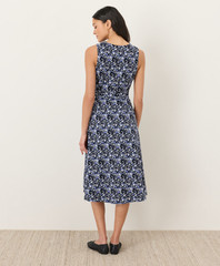 PACT Organic Fit & Flare Easy V-Neck Dress – Paradise Petals Navy Blue