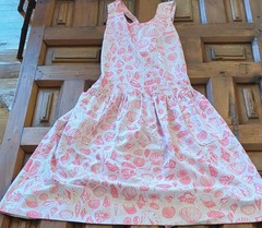 The Crab Hole Shell Print Sleeveless Knee Length Hand Silkscreened Dress Pockets