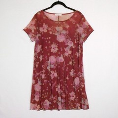 Love Fire Sheer Brown Floral Mesh Mini Dress Size XL Stretch Layer Lettuce Edge