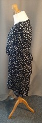 MANGO Black With White floral Print Mid Length Robe Dress-USA Size-8