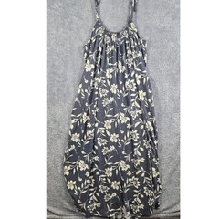 Lane Bryant Womens 14/16 Floral Maxi Dress Gray Sleeveless Tie Strap Pockets