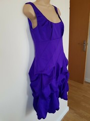 Y2K Monsoon Hitched Bubble Hem Satin Purple Carmel Dress UK 10 S Prom 80s 90s