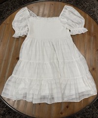 Altar&rsquo;d State White Stripe Smocked Puff Sleeve Mini Dress Women&rsquo;s Size Large