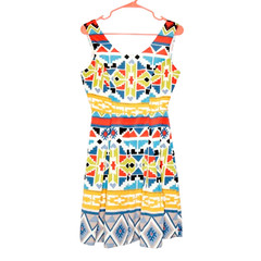 Altar&rsquo;d State Colorful Graphic Boho Sleeveless Lined Pleated Mini Dress – S