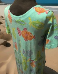 Fresh Produce Dress Size Small Cotton Short Sleeve Fish on Blue Made USA