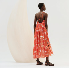 Hermès « Thalassa Tattoo » Beach Dress. BNWT, Authentic, Color-Orange/White