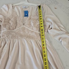 Cupshe Medium Cream Ivory Neutral Maxi Long-Sleeve Crochet Dress Bridal Boho