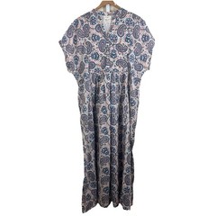 World Market Paisley Cotton Kaftan Maxi Dress L/XL Boho India