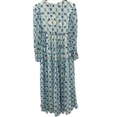 Rococo Sand Volna Metallic Button Front Maxi Dress Long Sleeves Size Small