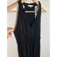 Z Supply Maxi Dress Womens Size S Black V-Neck Ruffle Tiered Smocked Boho Chic