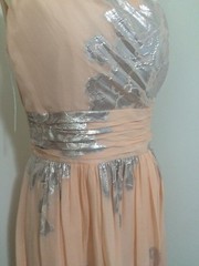 NWT Eliza J Light Pink Chiffon Silver Foil Detail One Shoulder Dress 8 NEW!
