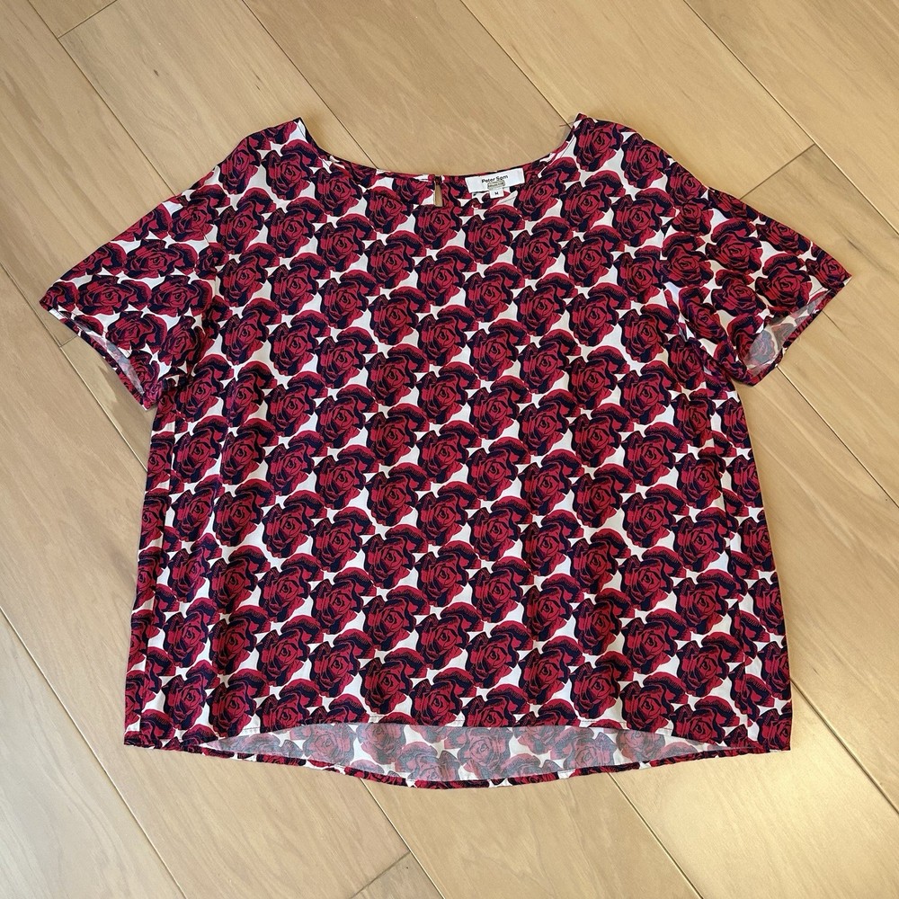 Peter Som x RTR Floral Pop Art Blouse Short Sleeve Women’s Medium