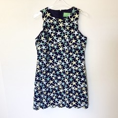 Pappagallo Sleeveless Starfish Print Sheath Dress – Navy – 8