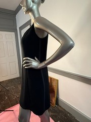 ABS Allen Schwartz Black Sheath Dress Size 10 Satin Side Panel Lined USA