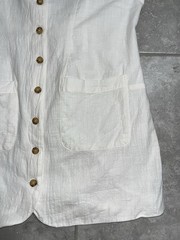 COMMENSE White Sleeveless Button Front Cotton Mini Shirt Dress Cinch Waist XL