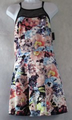 Material Girl Juniors Floral Mesh-Panel Sleeveless Dress, Multicolor, Large