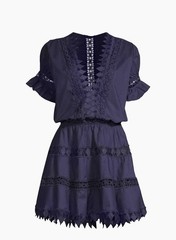 Peixoto Women&rsquo;s M Navy Blue Ora Embroidered Lace Mini Dress V-Neck size medium.