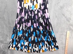 4C Dress Womens 0 Black Multicolor Fit & Flare Sleeveless High Neck Lined A-Line
