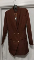 Pretty Little Things Blazer Dress Size 0 Usa Size 4 Uk Women Brown Gold Buttons