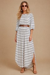 Faithful The Brand Rae Maxi Dress Amsterdam Stripe Coastal NWT Missing Belt XS