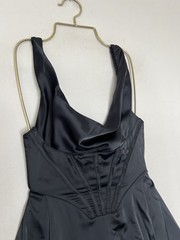 Urban Outfitters Black Satin Corset Mini Dress Size S open back