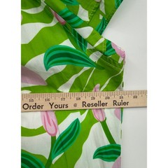 Maude Vivante Dress Womens XL Green Pink Floral Cotton Tiered Ruffle Pockets