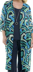 Shirt Dress Green & Blue Cardigan, Tank Top & Necklace Set Women&rsquo;s M By Luxology