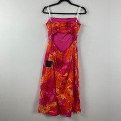 Lulus Bold Tendencies Fuchsia Floral Strapless Cutout Midi Dress Size Large