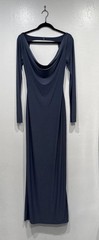 Lovers And Friends Rachel Jaya Bodycon Maxi Dress Blue Open Back Cowl Neck Sz M