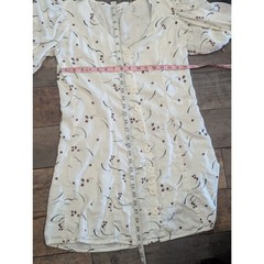 Sera White Floral Button Down Puff Sleeve Mini Dress Cottagecore Romantic Size M
