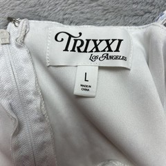 Vintage Trixxi Womens Y2K Babydoll Mini Dress Size L White Ditzy Floral Lined